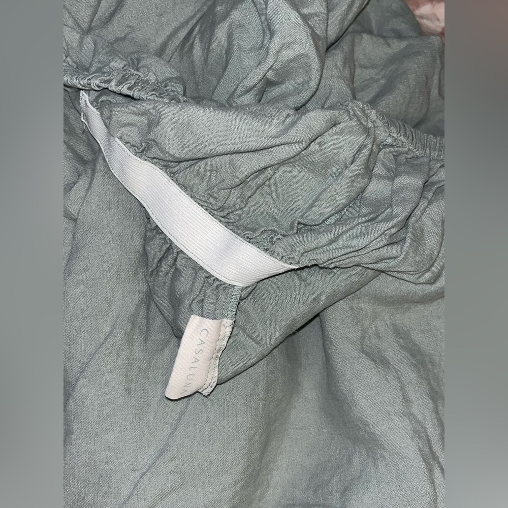 Casaluna ~ Green 100% Linen Sheet Set~Full - Picture 9 of 11